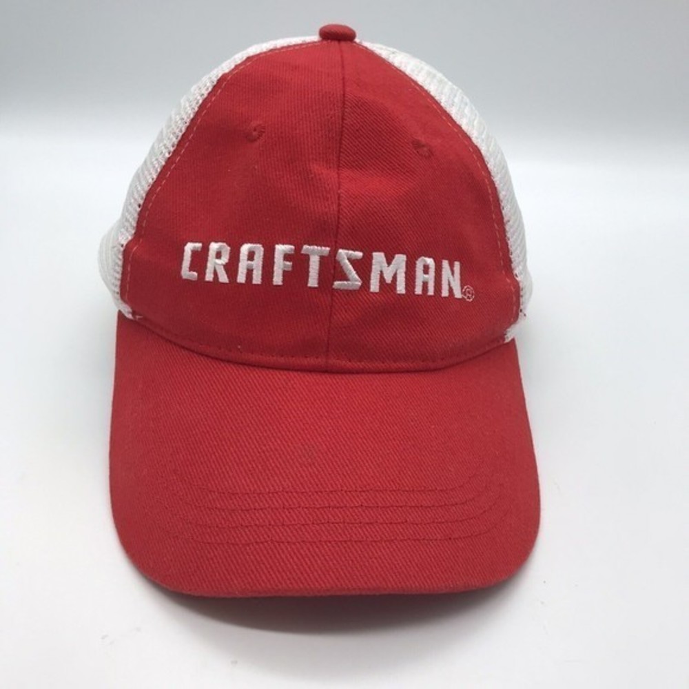 Craftsman Tools Red‎ & White Trucker Ball Cap Mesh Back Snapback OSFM Dad Hat